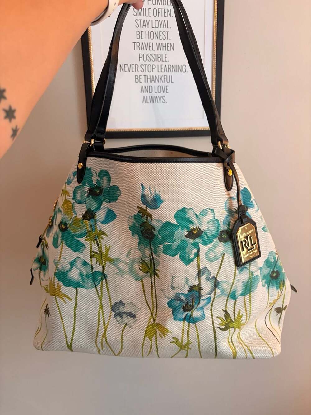 Lauren Ralph Lauren Floral Print Canvas Tote Bag
